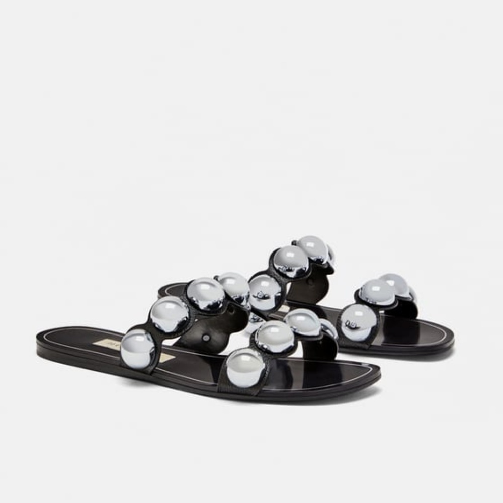 NWT Zara Slides with Metallic details